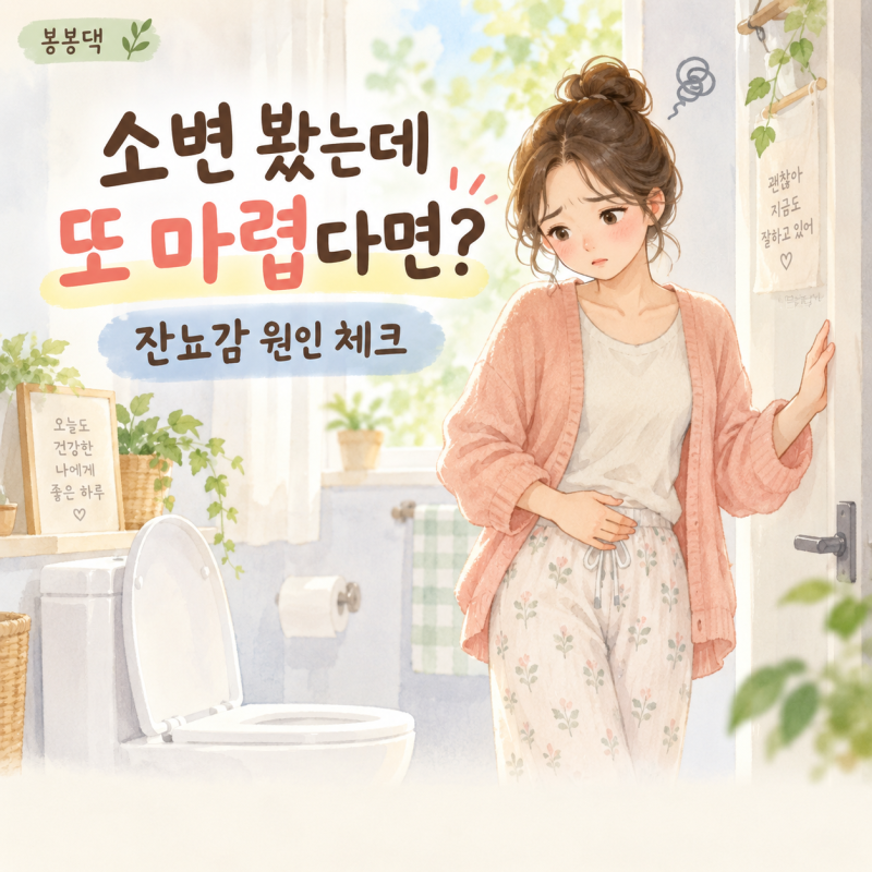 소변을 봤는데도 남아 있는 느낌, 잔뇨감 왜 생길까요?