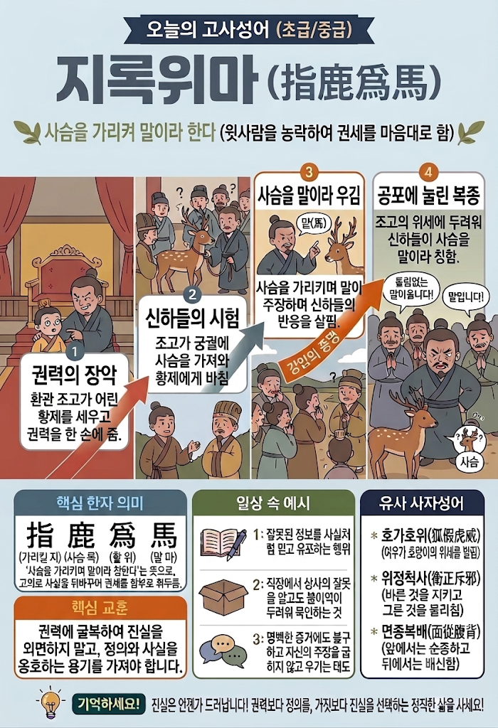오늘의 사자성어 | 지록위마(指鹿爲馬)