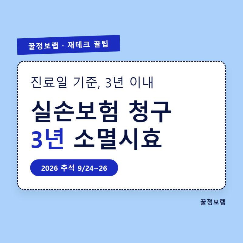 추석 연휴 실손보험 청구 기한, 3년 소멸시효 놓치면 못 받아요
