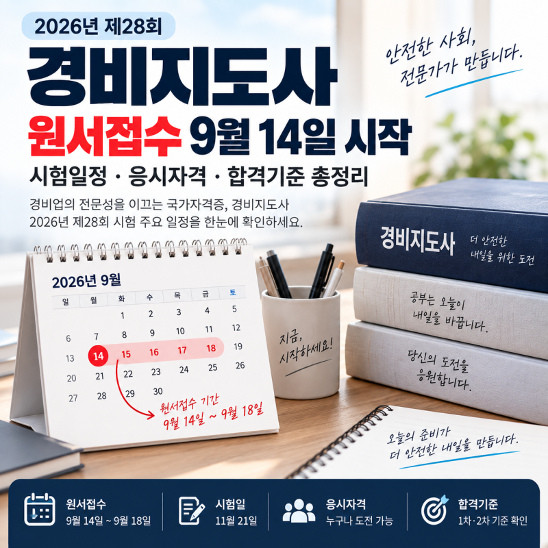 2026 경비지도사 원서접수 9월 14일 시작｜시험일정·응시자격·합격기준 총정리