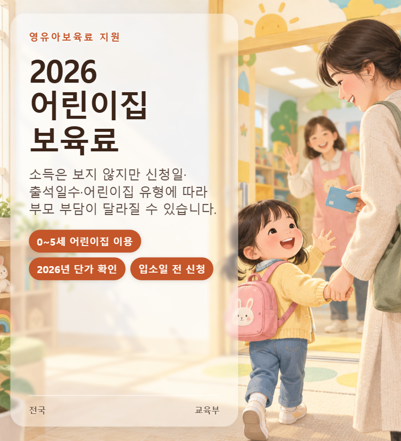 2026 어린이집 보육료 지원 영유아보육료 신청방법 입소일에 맞춰 신청하세요