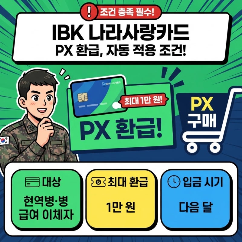 IBK 나라사랑카드 PX 환급, 이 조건을 충족해야 자동 적용된다