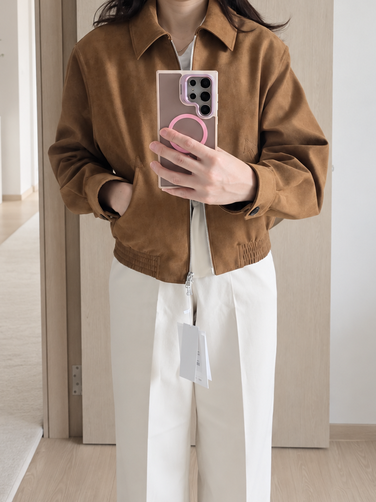 TNGT 스웨이드 자켓 후기｜요즘 티엔지티 왜 이렇게 예뻐? 여성 162cm 85사이즈 착용