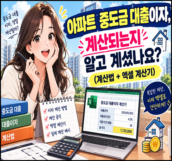 아파트 중도금 대출이자, 계산되는지 알고 계셨나요? (계산법 + 엑셀 계산기)