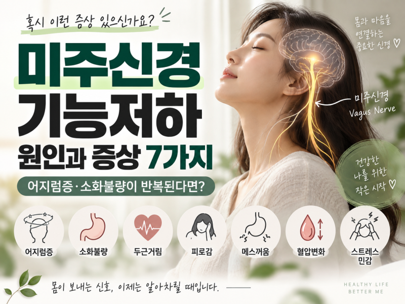 미주신경 기능저하 원인과 증상 7가지, 어지럼증·소화불량이 반복된다면?