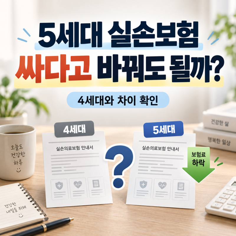 5세대 실손보험 4세대 차이, 보험료 싸다고 바꾸는 게 좋을까?
