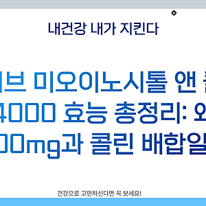 락티브 미오이노시톨 앤 콜린 4000 효능 총정리: 왜 4000mg과 콜린 배합일까?