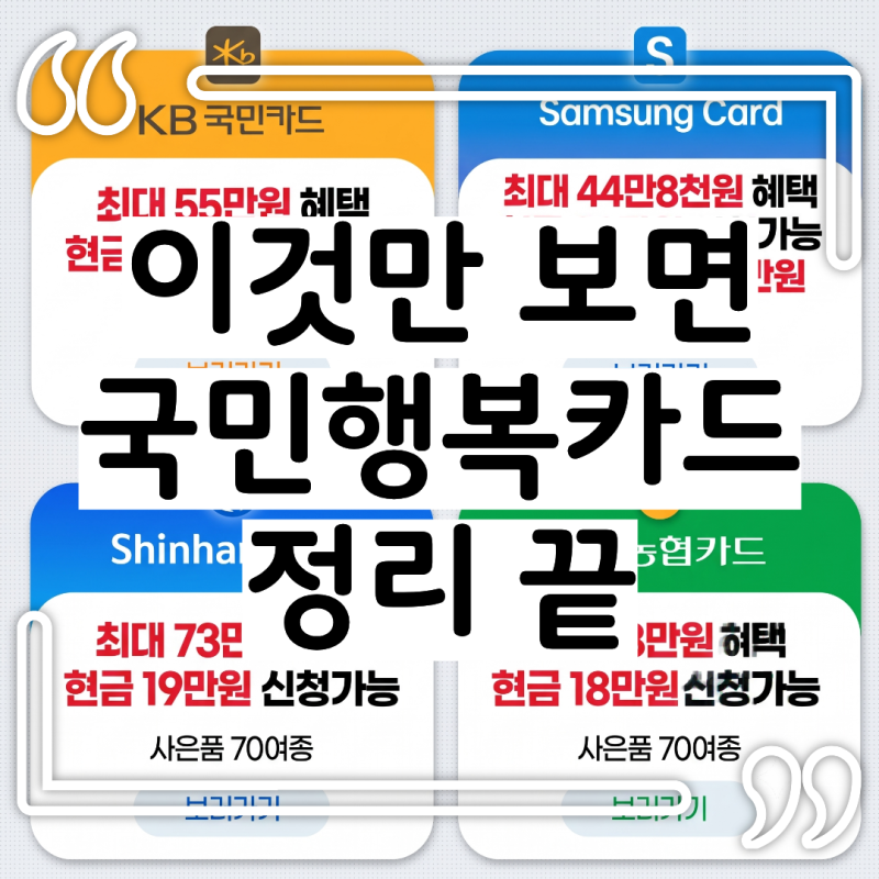 국민행복카드 카드사별 혜택 및 베베폼 미즈톡톡 육아사이트 캐시백 비교 총정리
