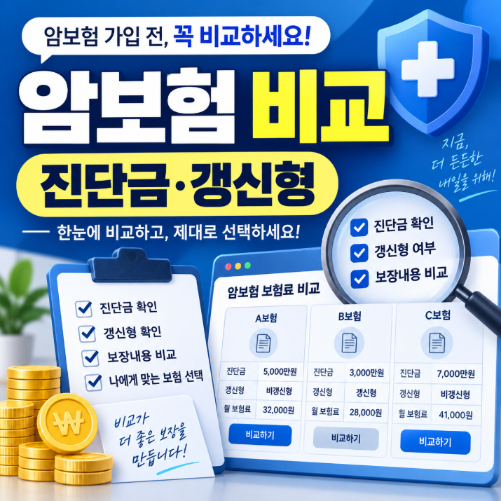 암보험 가입 시, 보험다모아 암보험비교사이트에서 진단금·갱신형 확인하는 법
