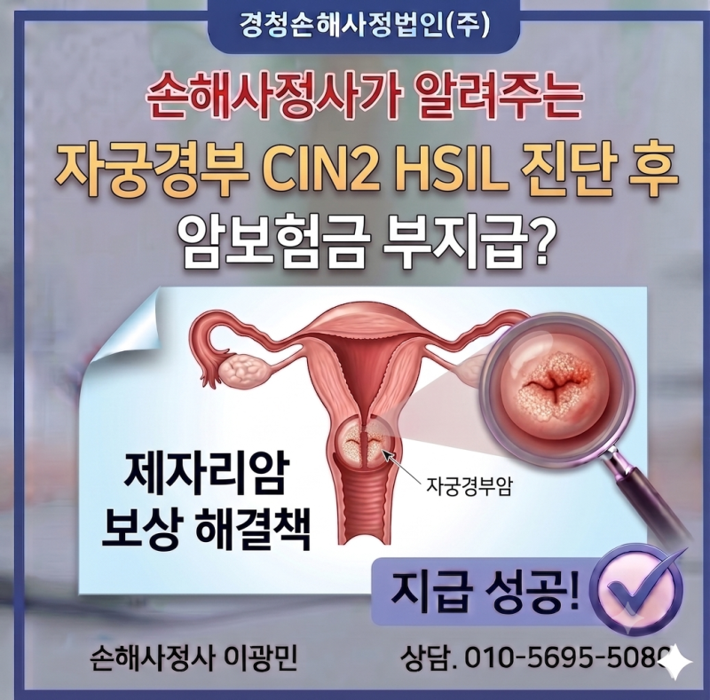 자궁경부 CIN2 HSIL 진단 후 암보험금 부지급? 제자리암 보상 해결책