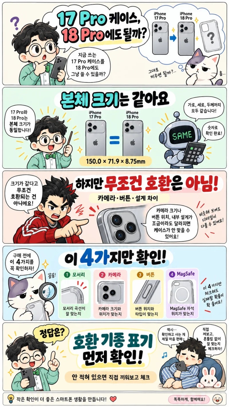 아이폰 17 Pro 케이스 18 Pro에도 맞을까? 크기는 같은데 호환은 왜 다를까