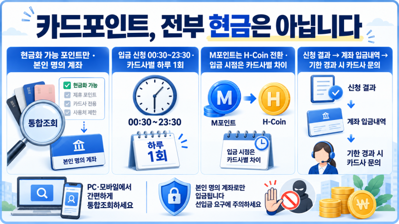 카드포인트 통합조회·계좌입금｜조회된 포인트를 모두 현금으로 받을 수 있을까요?