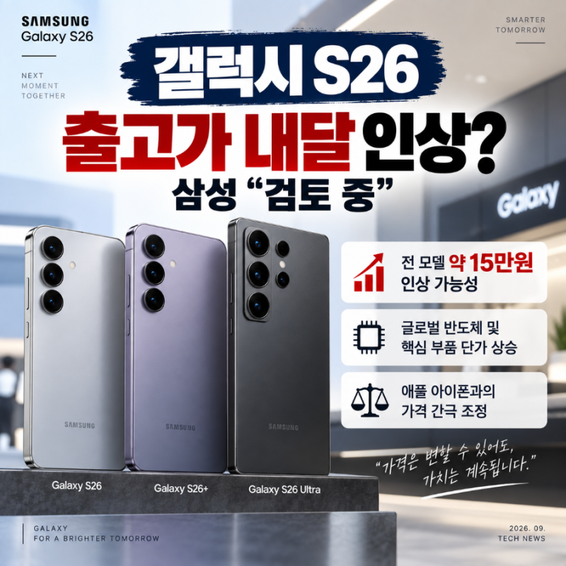 갤럭시 S26 출고가 10월 인상? 15만원 오른다는 보도, 삼성은 “아직 검토 중”