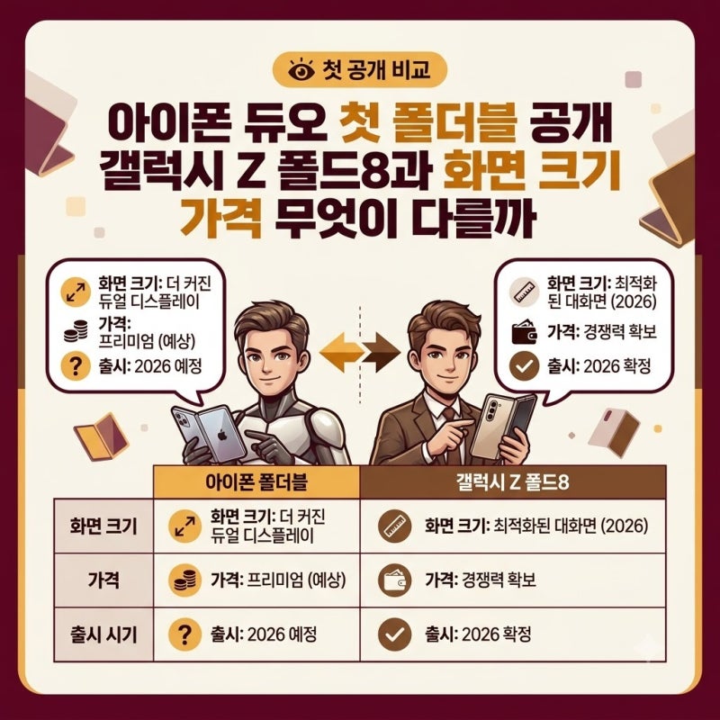 아이폰 듀오 첫 폴더블 공개 갤럭시 Z 폴드8과 화면 크기 가격 무엇이 다를까