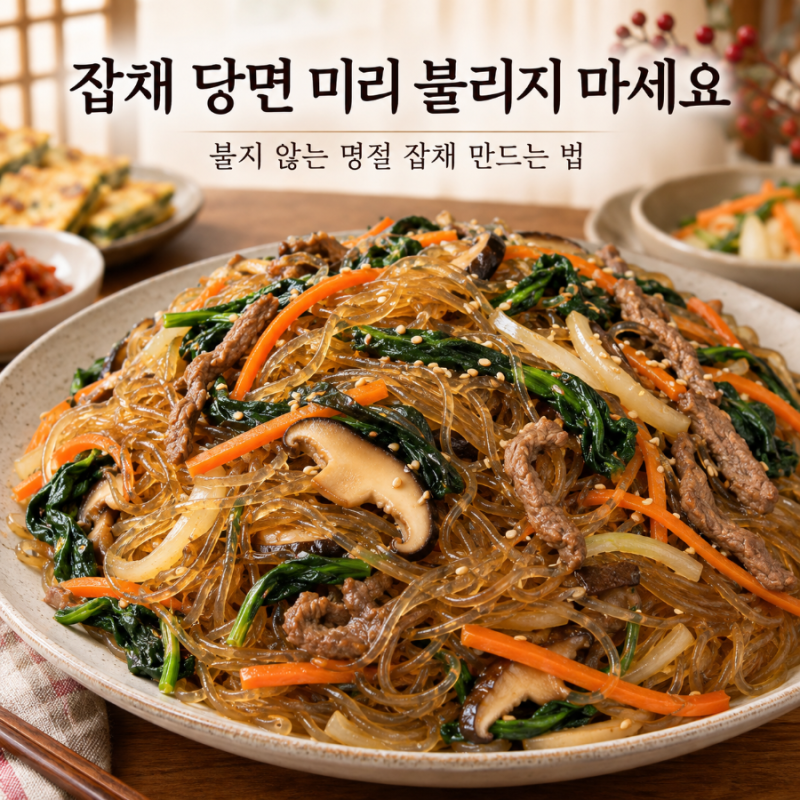 잡채 당면 미리 불리지 마세요 불지 않는 명절 잡채 만드는 법