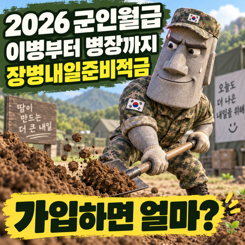 2026 군인 월급, 이병부터 병장까지 장병내일준비적금 가입 얼마