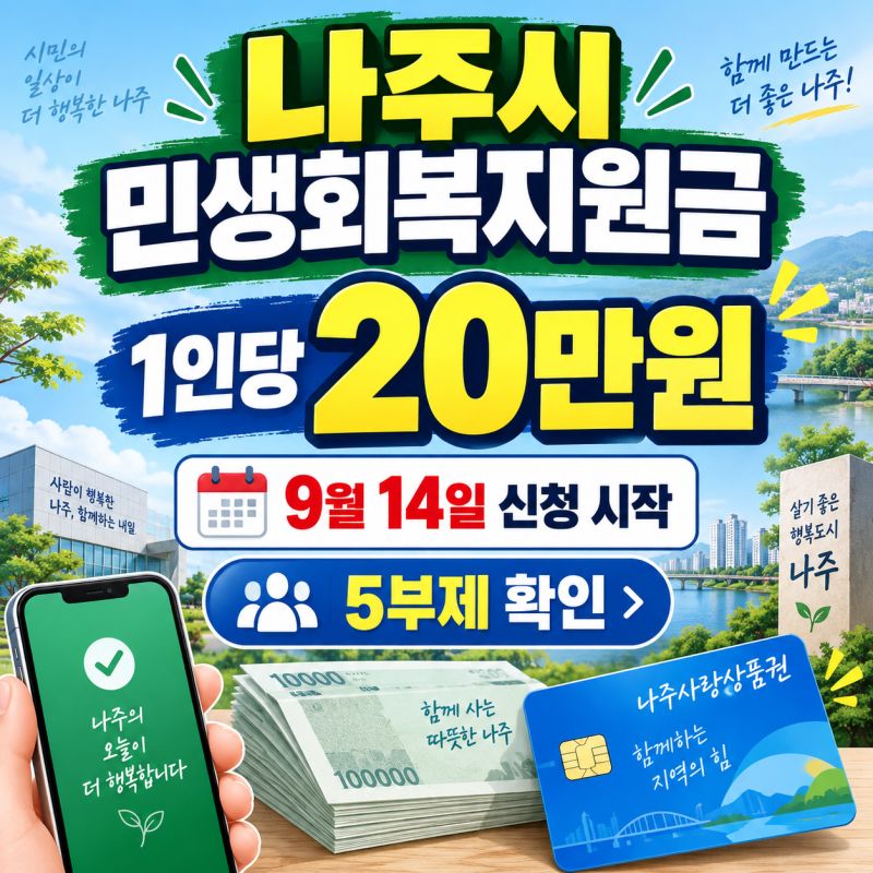 나주시 민생회복지원금 20만원 9월 14일 시작｜신청방법·5부제·CHAK·사용처 총정리