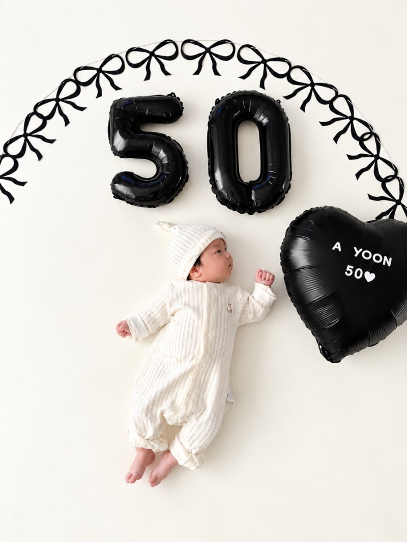 아기 50일 셀프촬영｜집에서 준비한 50일 사진 소품과 촬영 후기