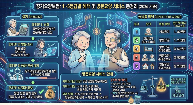 장기 요양 보험 1~5등급별 혜택 및 방문요양 서비스 안내