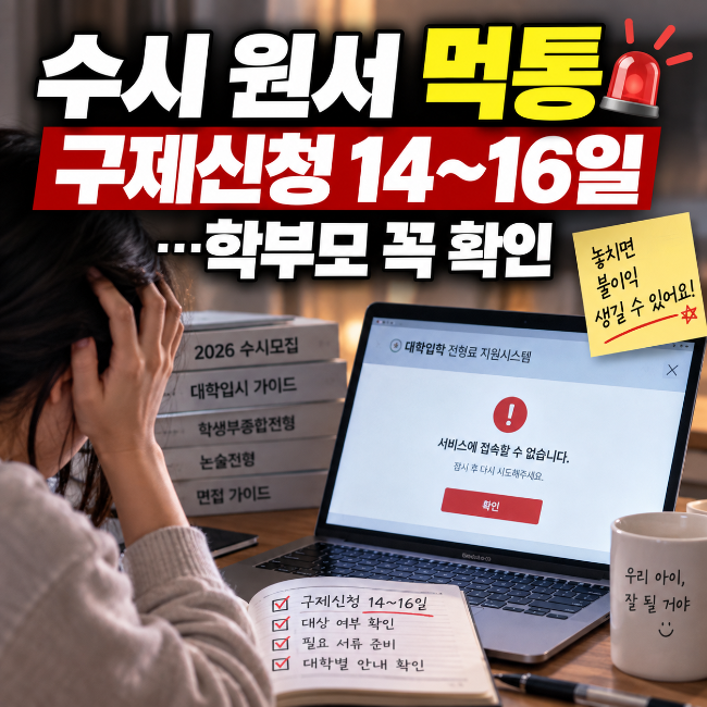 <b>수시</b> 원서 <b>먹통 구제</b>신청 14~16일…학부모 꼭 확인