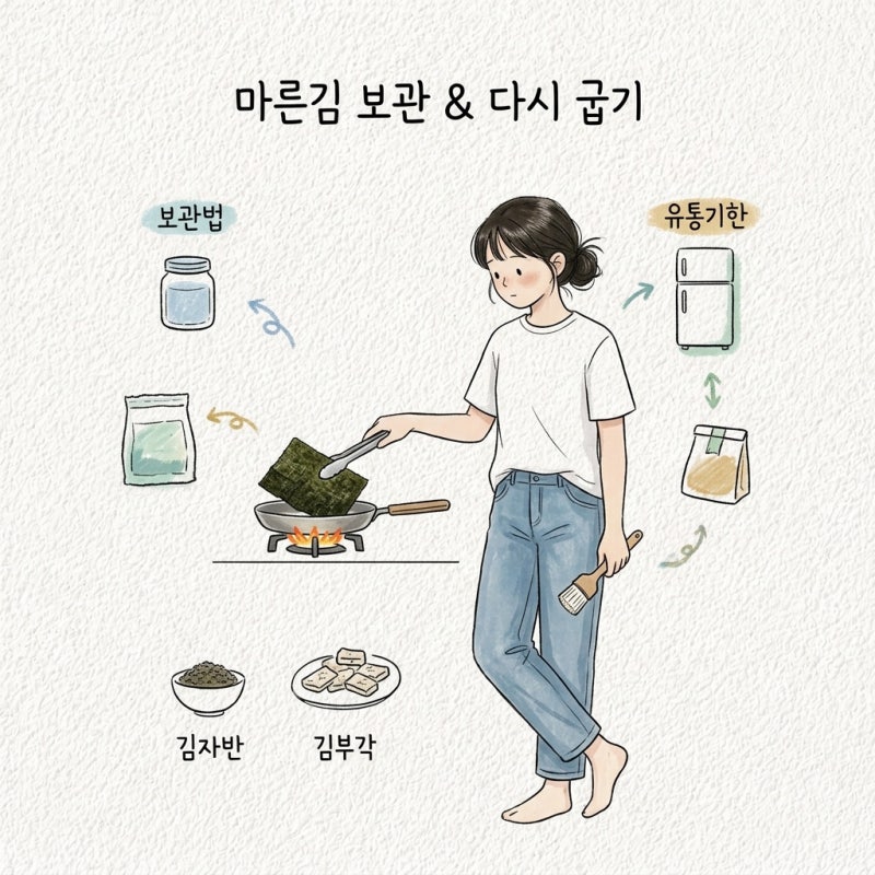 마른김 보관법 유통기한 다시 굽기,김자반 김부각