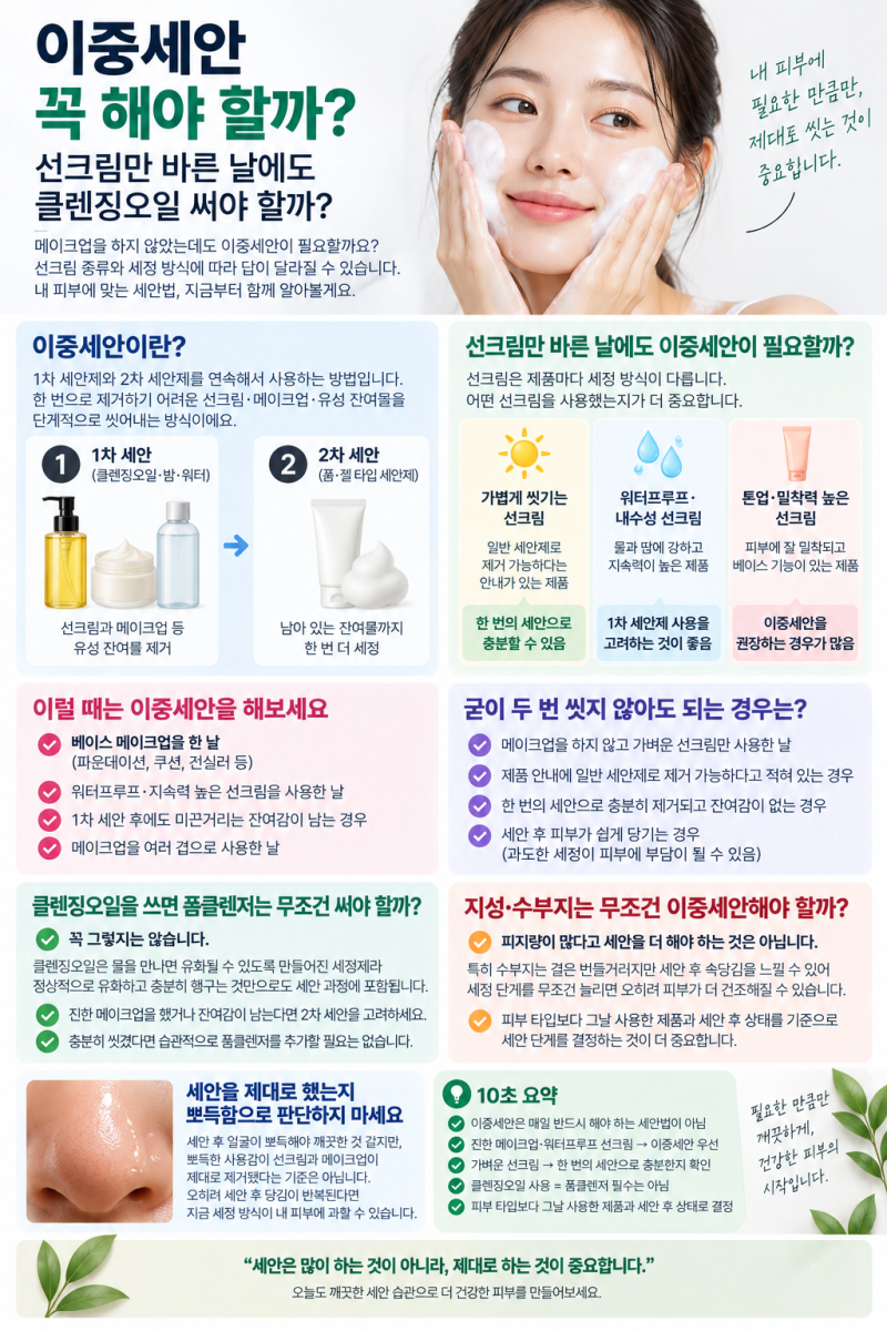 이중세안 꼭 해야 할까?｜선크림만 바른 날에도 클렌징오일 써야 할까?