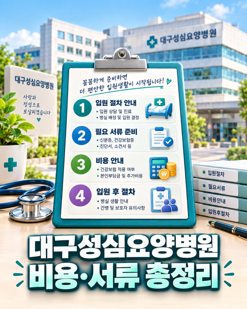 대구 성심요양병원 비용 및 입원 절차 필요서류