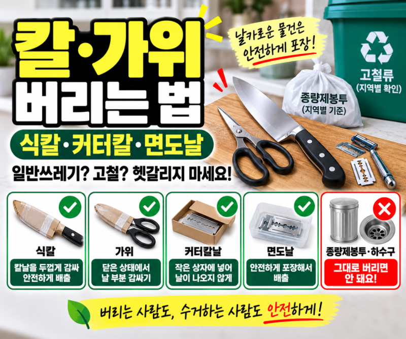 칼·가위 버리는 법｜식칼·커터칼·면도날 일반쓰레기? 안전하게 버리는 방법