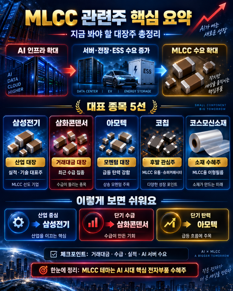 MLCC 관련주 삼성전기·삼화콘덴서·아모텍, AI 시대 진짜 대장주는?