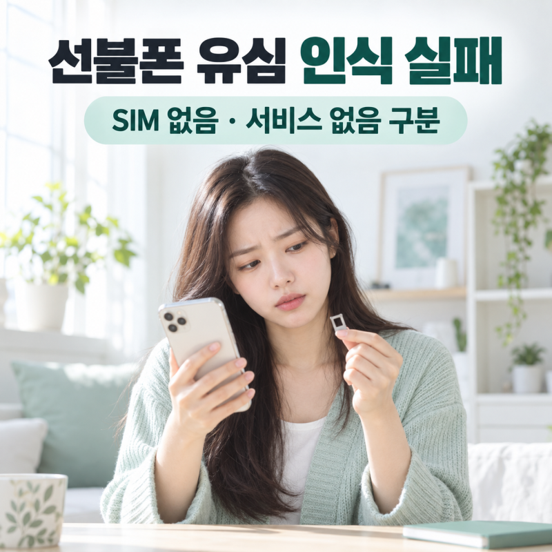 선불폰 유심 인식 실패, SIM 없음과 서비스 없음을 구분하세요