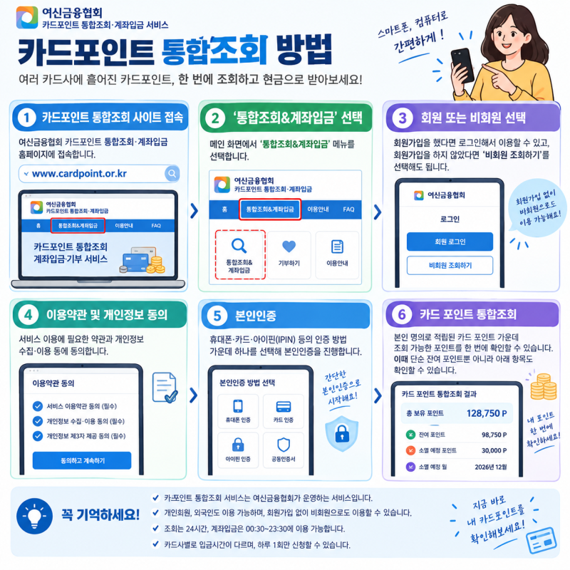 잠자고 있는 카드포인트 얼마? 2026 카드포인트 통합조회·현금화 방법