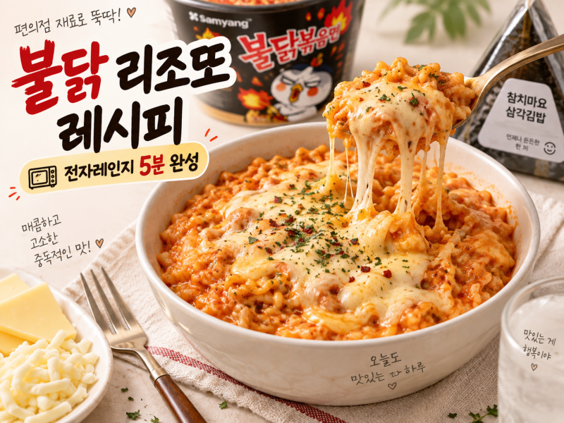 불닭 리조또 레시피｜편의점 꿀조합, 전자레인지 5분 완성