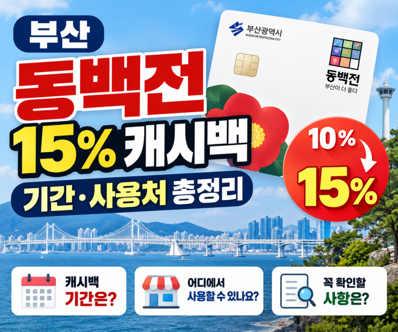 2026 부산 동백전 15% 캐시백 기간 사용처 총정리