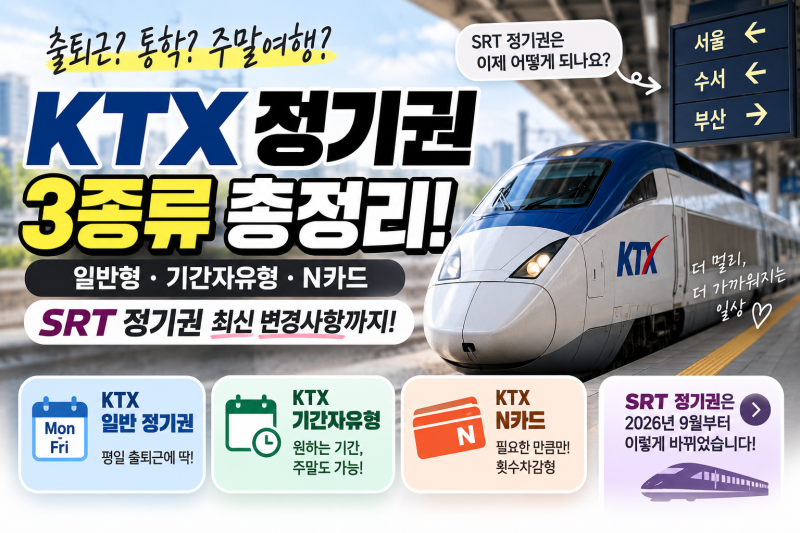 KTX 정기권 3종 총정리｜일반형·기간자유형·N카드, 주말 사용부터 SRT 변경까지