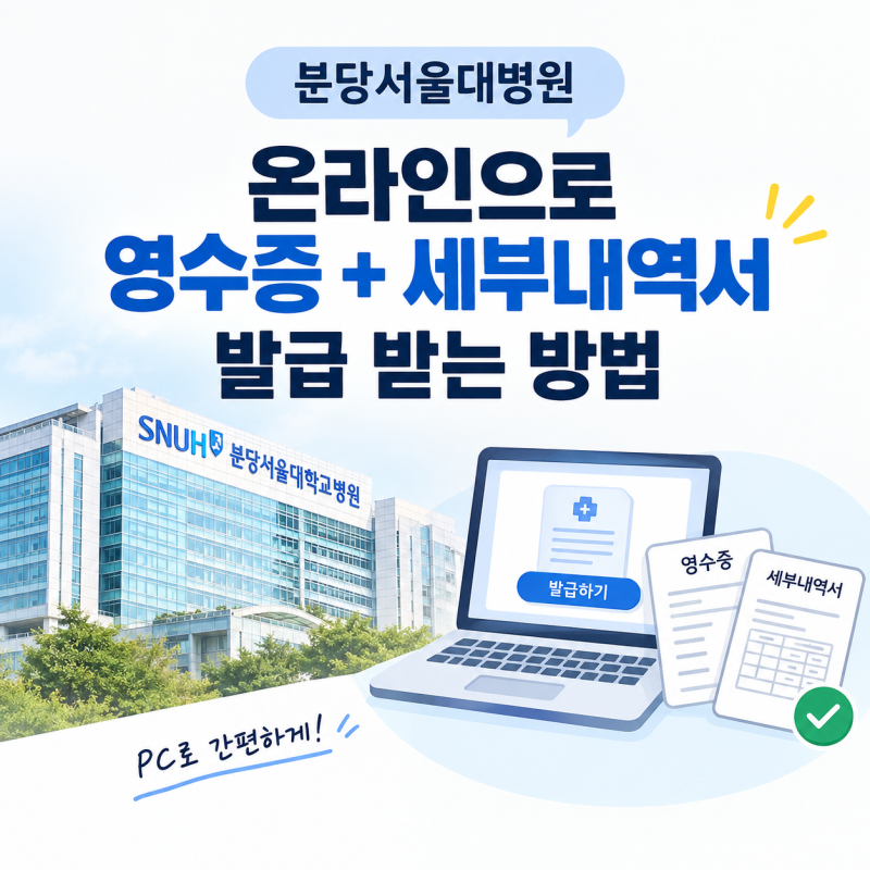 분당서울대병원 보험청구서류, 영수증 온라인 발급/병원서류