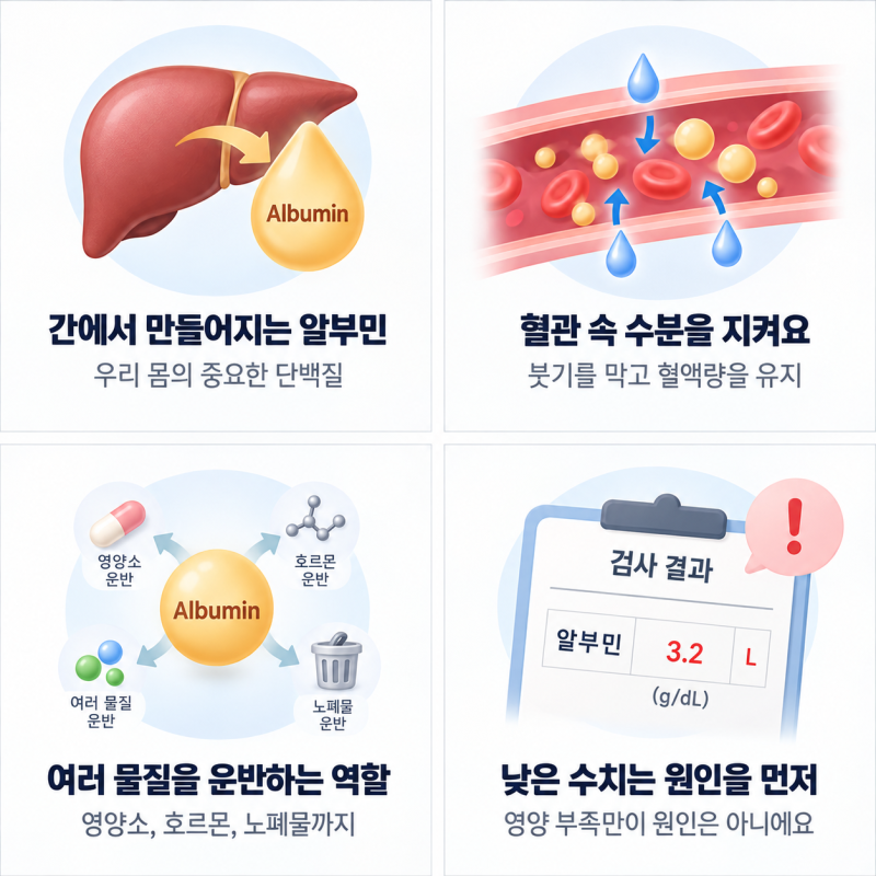알부민 수치 낮으면 생기는 증상, 영양제보다 먼저 볼 정상범위와 원인