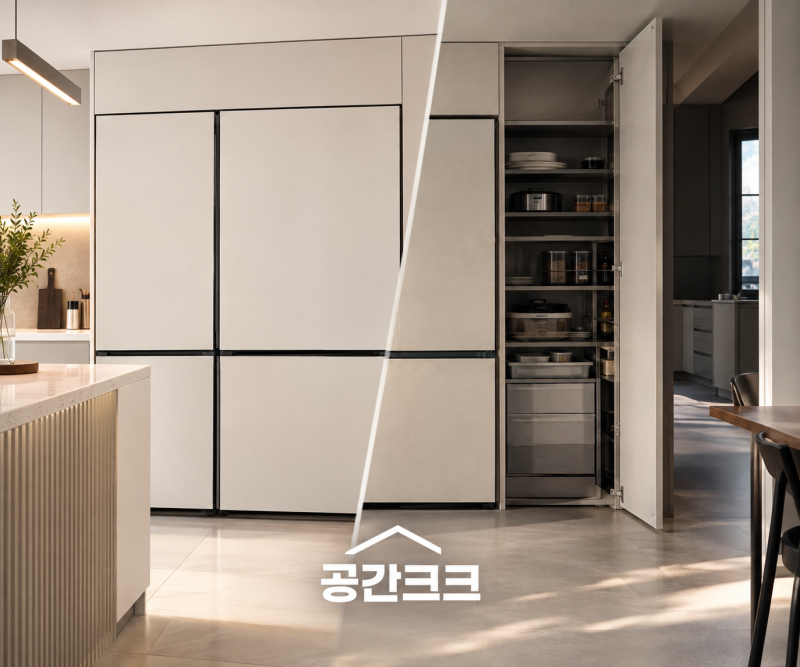친핏 냉장고 인테리어의 배신? 수납장 반토막 나는 찐 현실 (ft. 비스포크, 오브제)