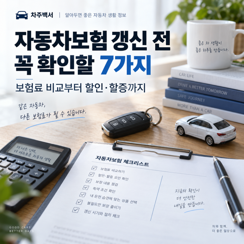 자동차보험 갱신 전 꼭 확인할 7가지, 보험료 비교부터 할인·할증까지