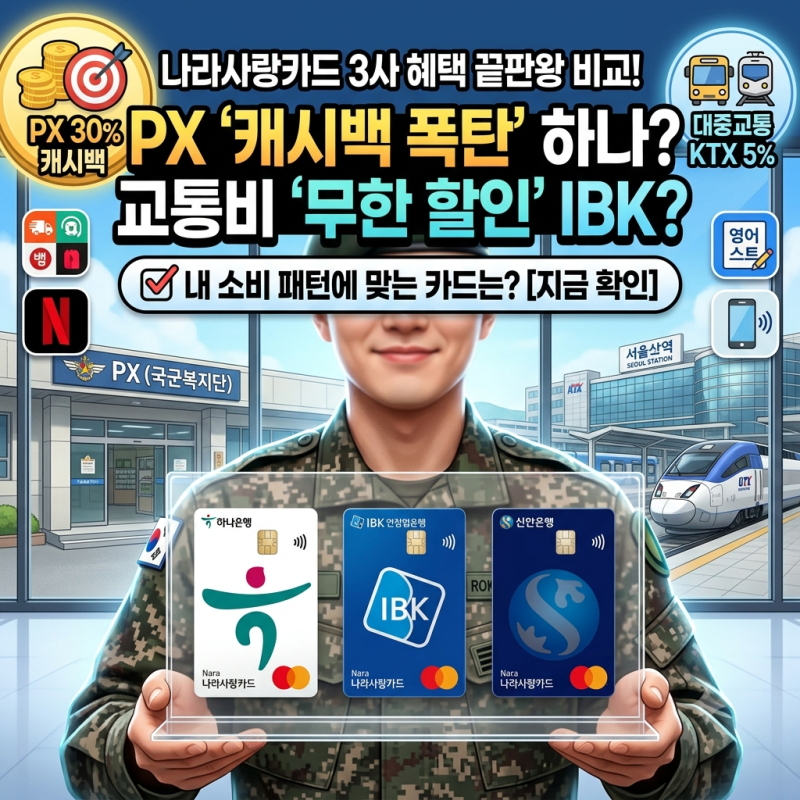 나라사랑카드 혜택 비교, 하나·IBK·신한 어디가 좋나
