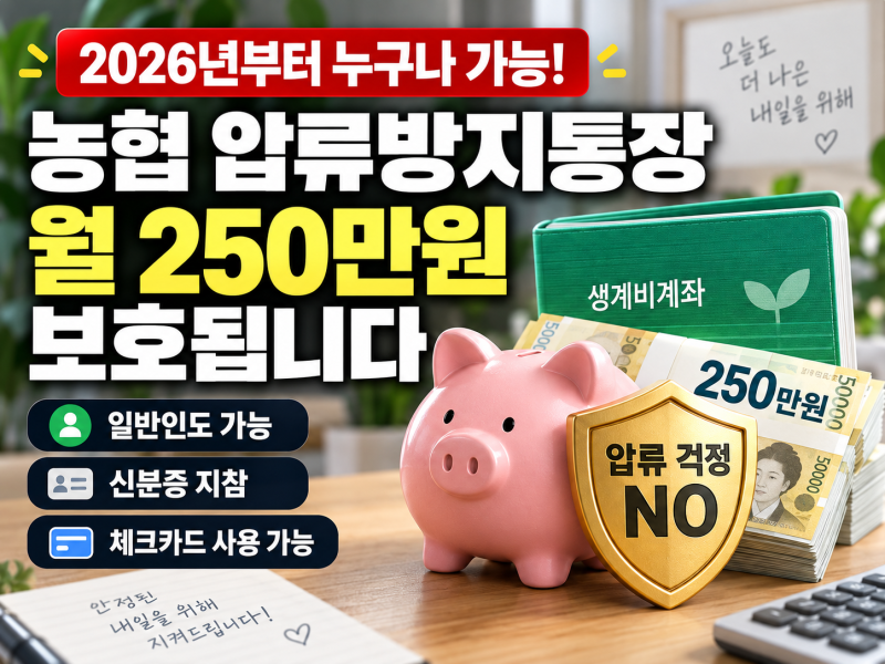 농협 압류방지통장 2026 총정리｜누구나 월 250만원까지, 신분증만 들고 가면 될까?
