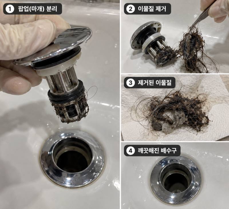 [테크 꿀팁] "물 내려가는 게 세월아 네월아 하신가요?" 뚫어뻥 없이 욕실 세면대·하수구 막....