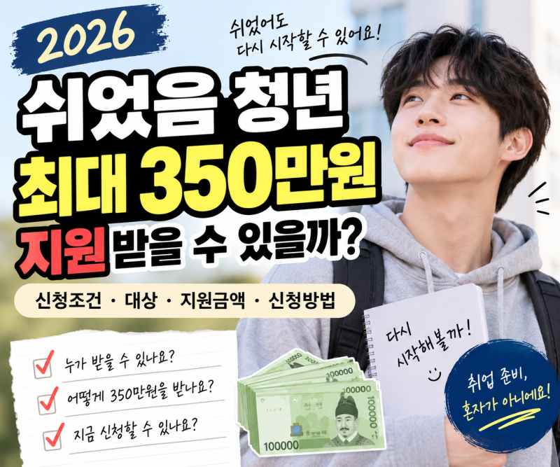 쉬었음 청년지원금 350만원 지원 대상은? 신청조건과 방법