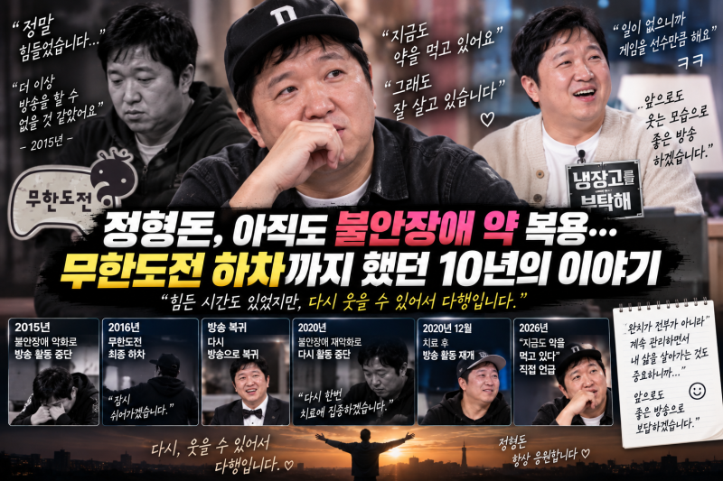 정형돈 아직도 불안장애 약 복용…무한도전 하차까지 이어졌던 10년의 이야기