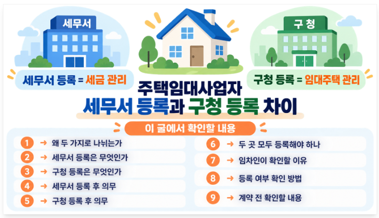 주택임대 사업자 세무서 등록과 구청 등록 차이｜임대인·임차인이 꼭 알아야 할 내용
