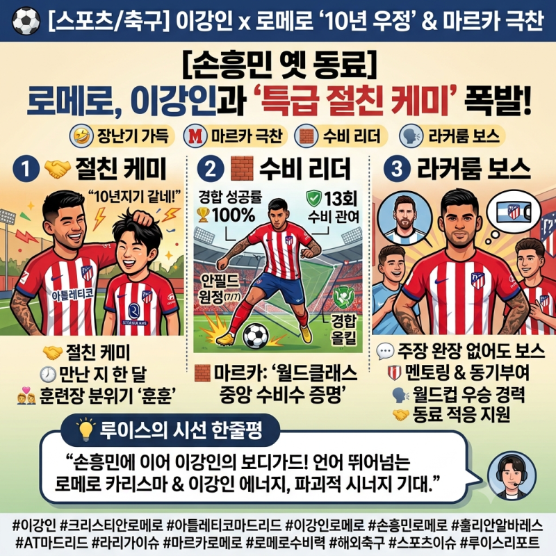 [스포츠/축구] "1달 만에 10년 우정" 이강인 로메로 아틀레티코 특급 케미 폭발…손흥민 옛 동....