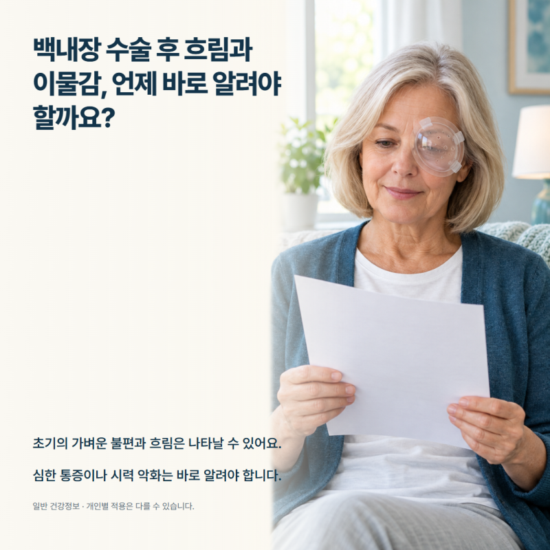 백내장 수술 후 흐림과 이물감, 언제 바로 알려야 할까요?