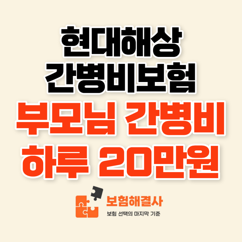 현대해상 간병비보험, 부모님 간병비 하루 20만 원 놓치지 마세요