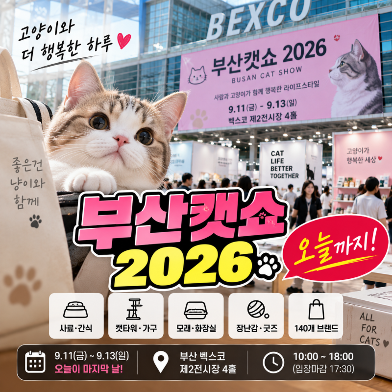 부산캣쇼 2026 오늘까지｜벡스코 고양이 박람회 입장료·시간·참가브랜드 총정리
