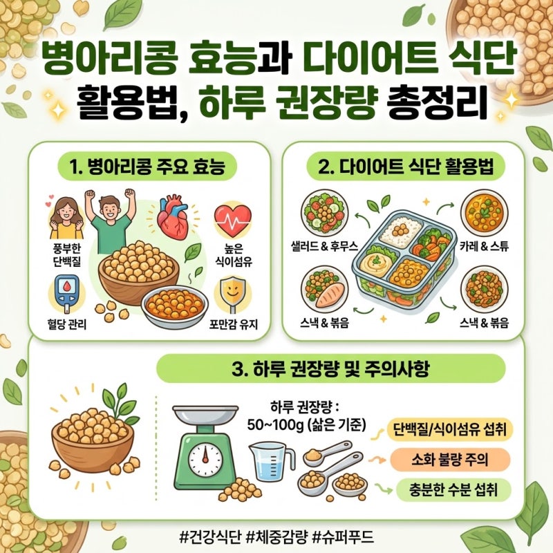 병아리콩 효능과 다이어트 식단 활용법, 하루 권장량 총정리