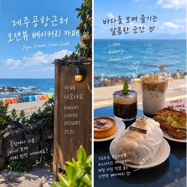 제주공항근처카페 나모나모, 바다 보이는 제주 오션뷰 베이커리카페